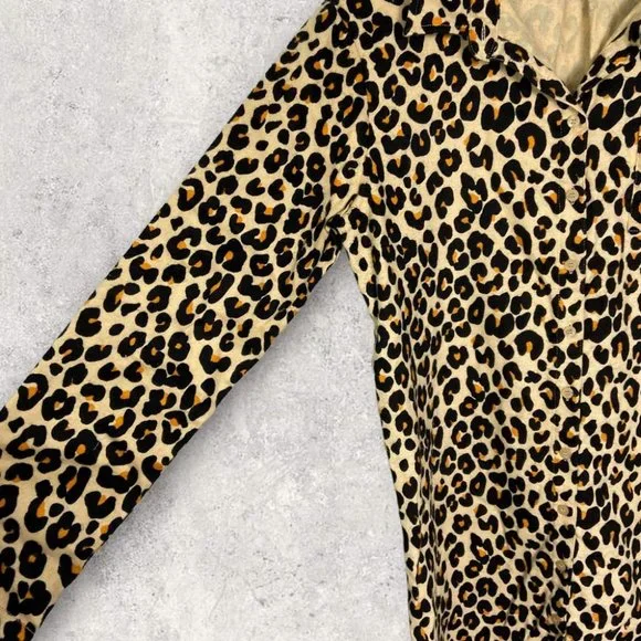 NEW Nordstrom Leopard Print Cotton Flannel Pajama Dress Nightshirt Size Medium - Picture 9 of 14